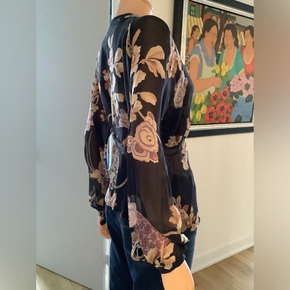 Pretty semi-transparent Jean Paul blouse in magnificent colors - Picture 3 of 4